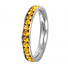 Stainless Steel November Citrine Birthstone Stackable Eternity Ring